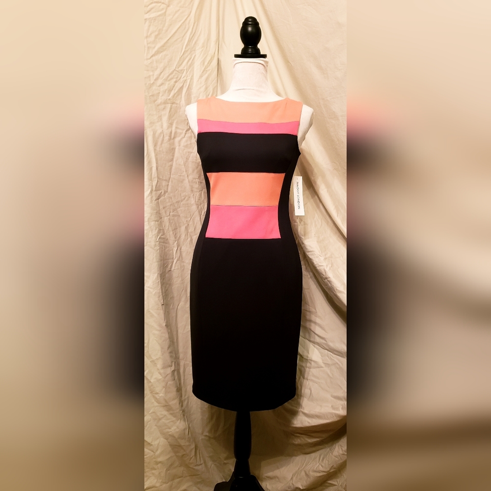 Maggy London Color Block Sleeveless Sheath Midi Dress